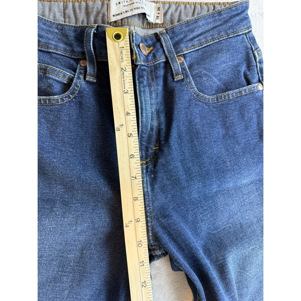 Smith & Rouge No 75 High Rise Skinny Dark Wash Long Length Womens Jeans Sz 28x34